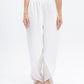 Layered Linen-Blend Pants in White