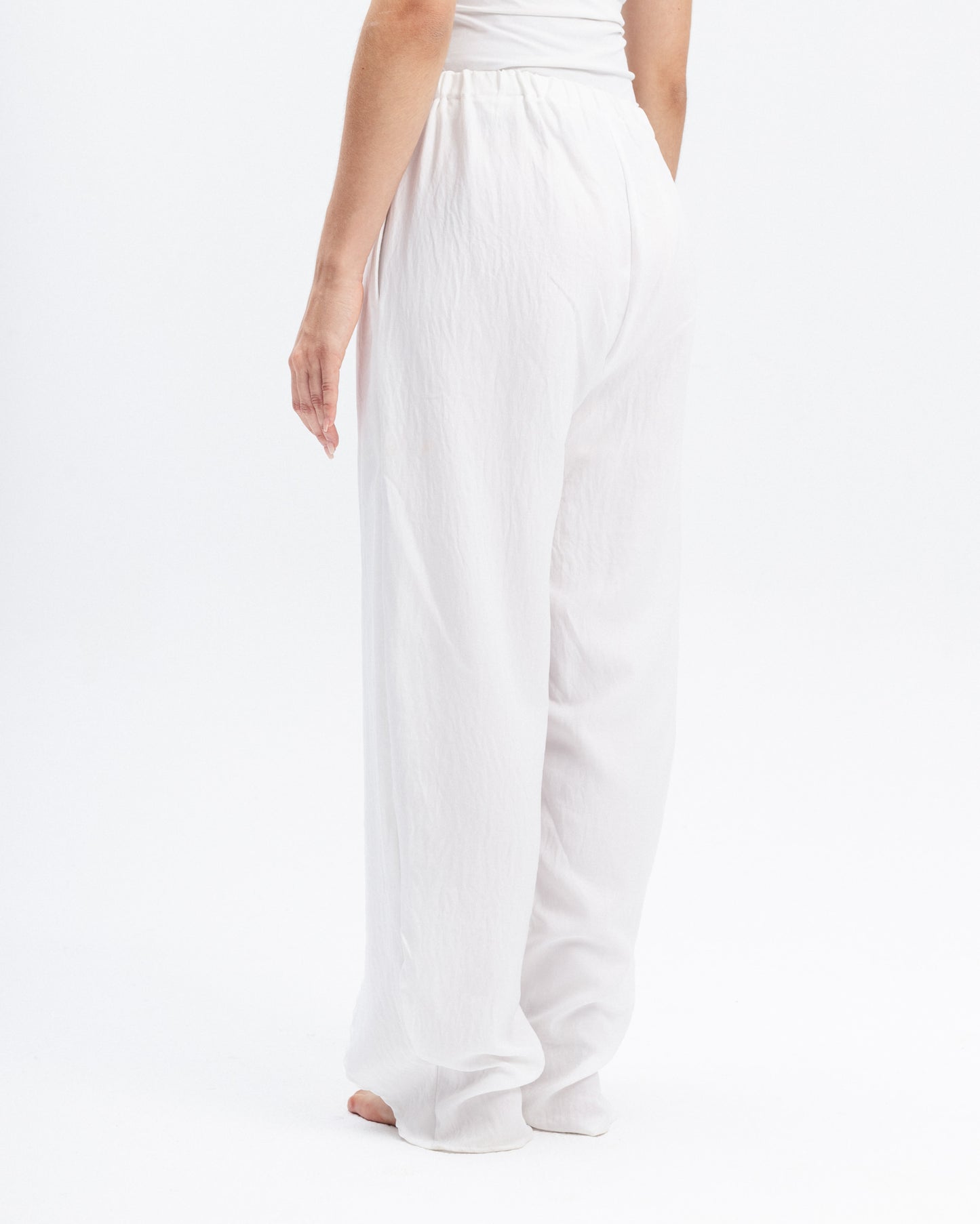 Layered Linen-Blend Pants in White