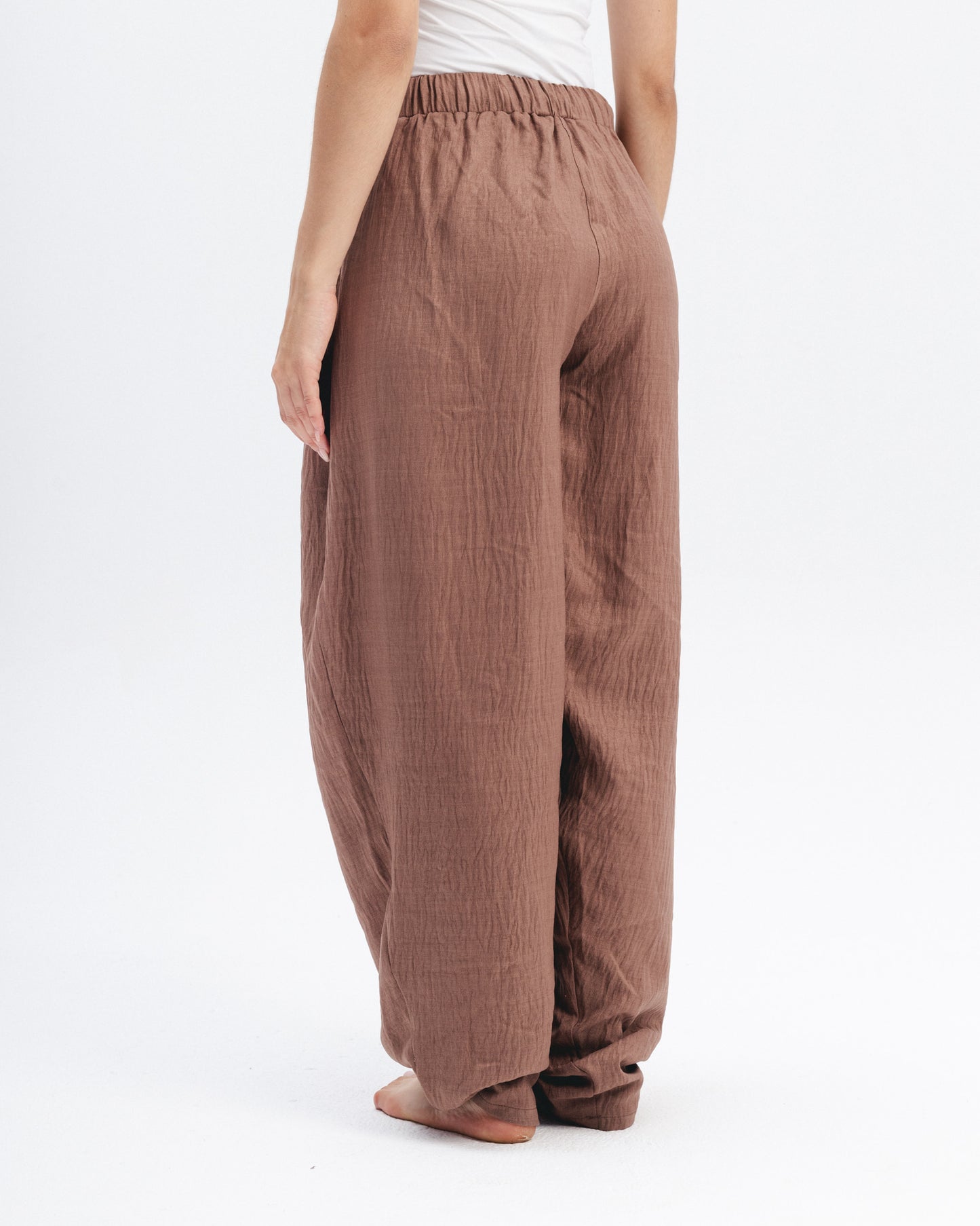 Ballon Linen-Blend Pants in Brown