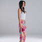 Satin Straight Fit Pants in Color Burst