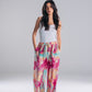 Satin Straight Fit Pants in Color Burst