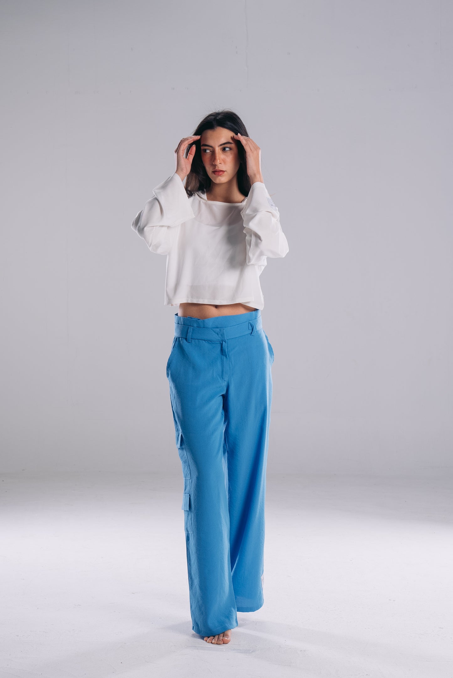 Double Waisted Pants in Blue