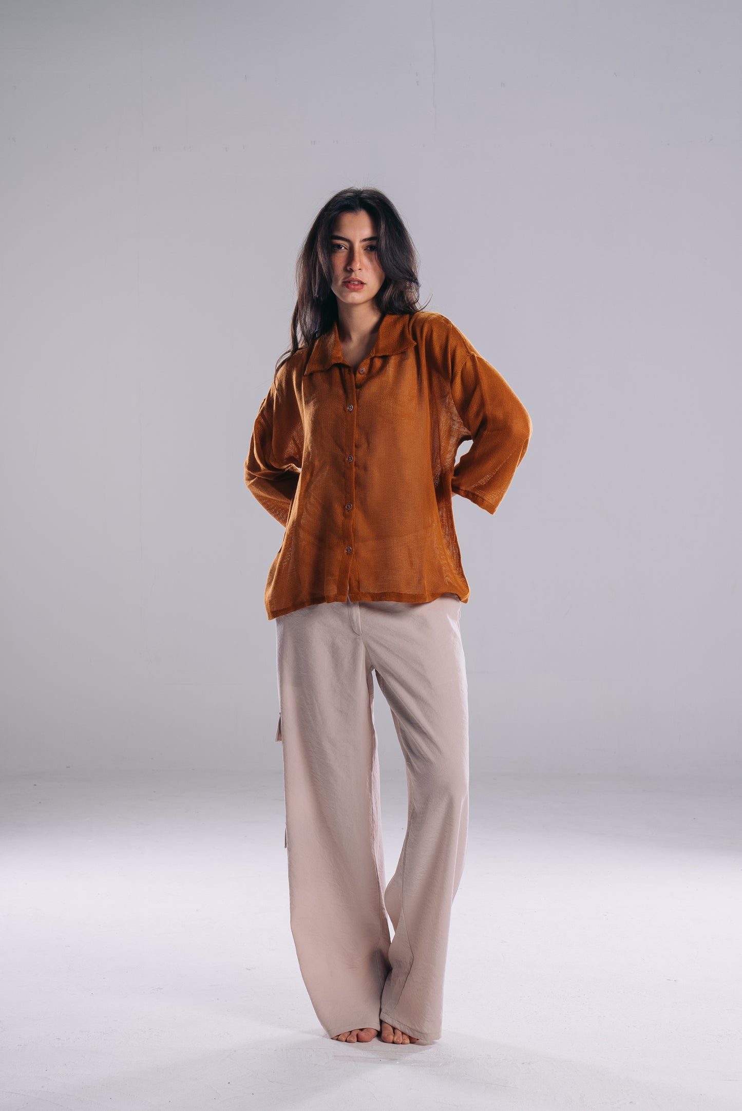 Mesh Chemise in Brown