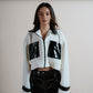 Cropped Feather Jacket with Metallic Pockets