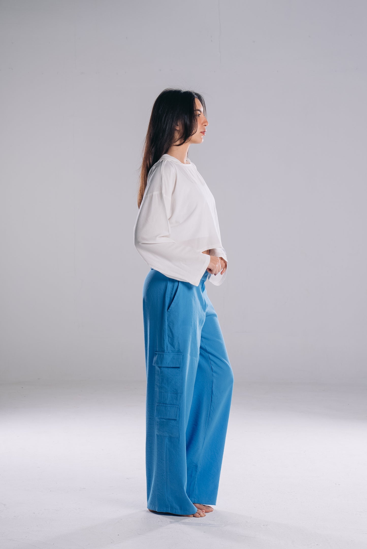 Double Waisted Pants in Blue