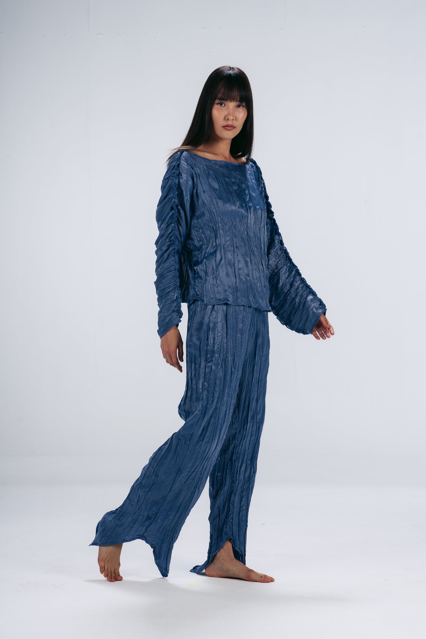 Blue Pleated Pants