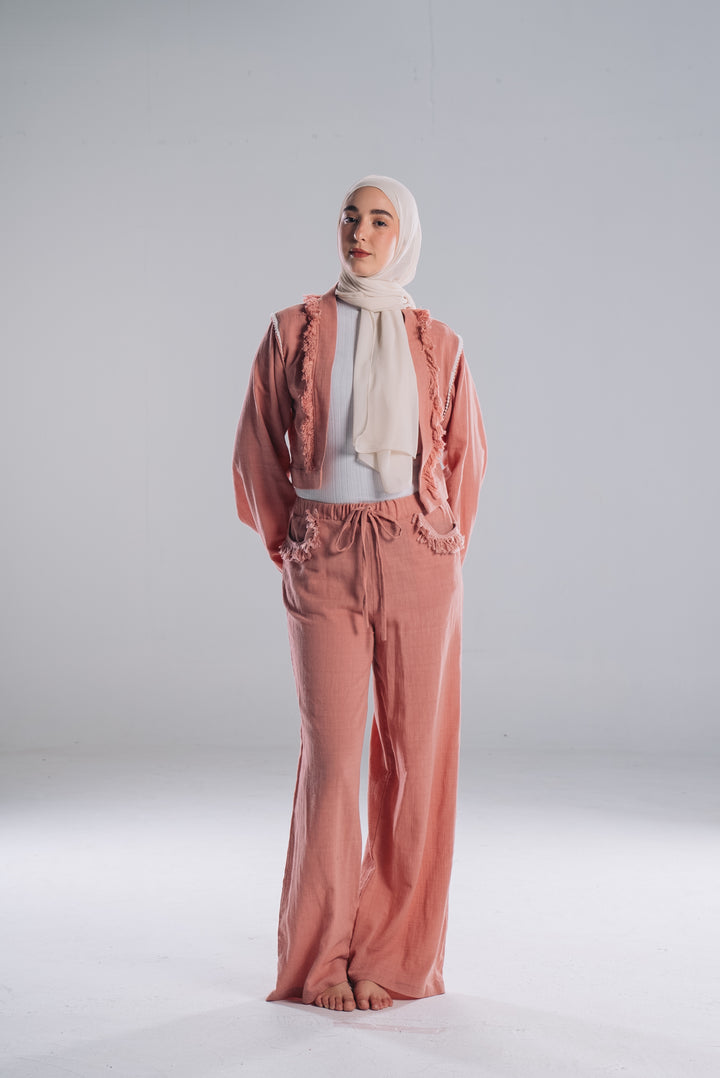 Straight Fit Pants in Pinkish Orange