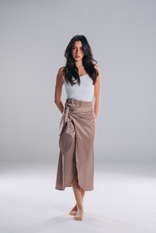 Wrapped in Style Skirt in Beige