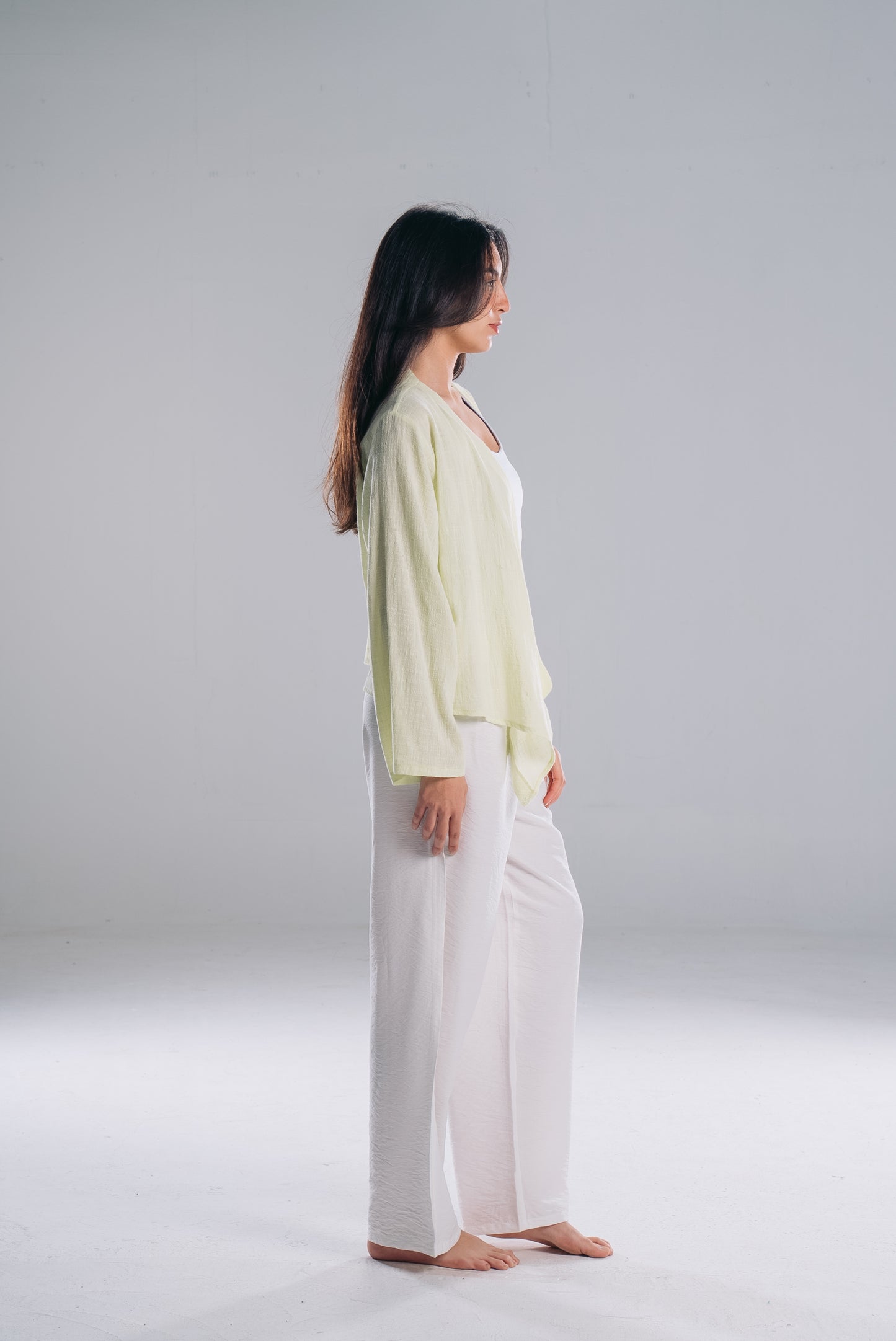 Linen Kimono in lemon Green