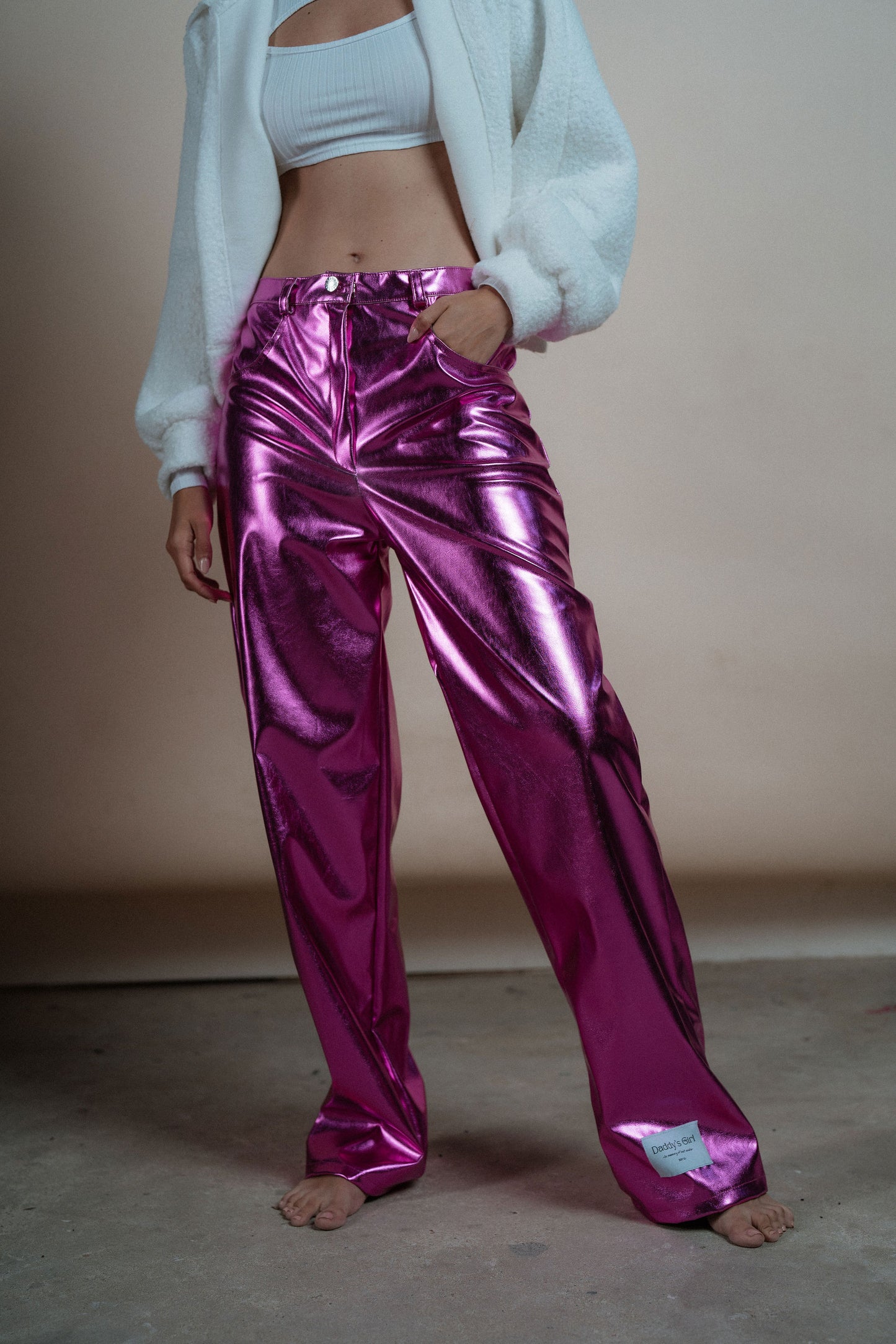 Metallic Pants in Pink