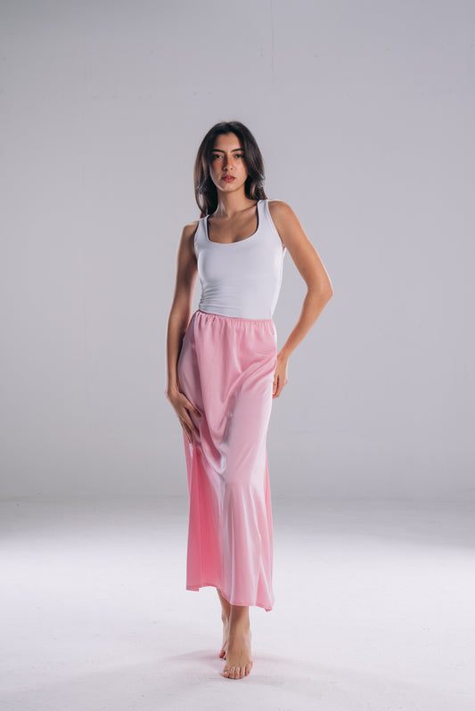 Maxi Satin Skirt in Pink