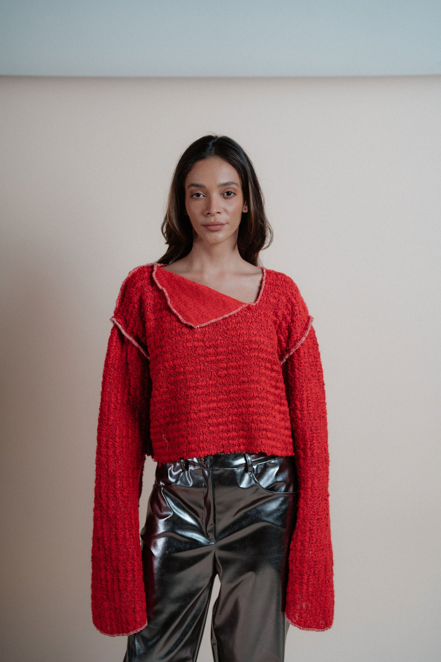 Cropped Knitted Sweater