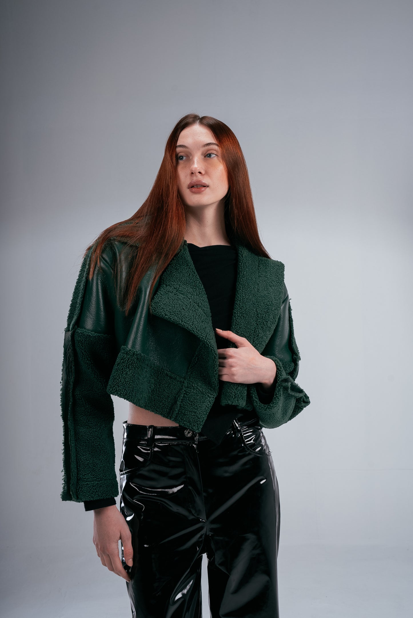 Double-Faced Leather Jacket in Green