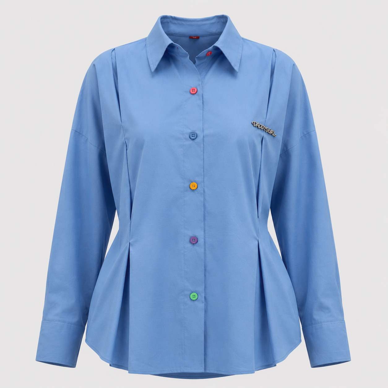 Poplin Shirt with Contrast Buttons in Blue