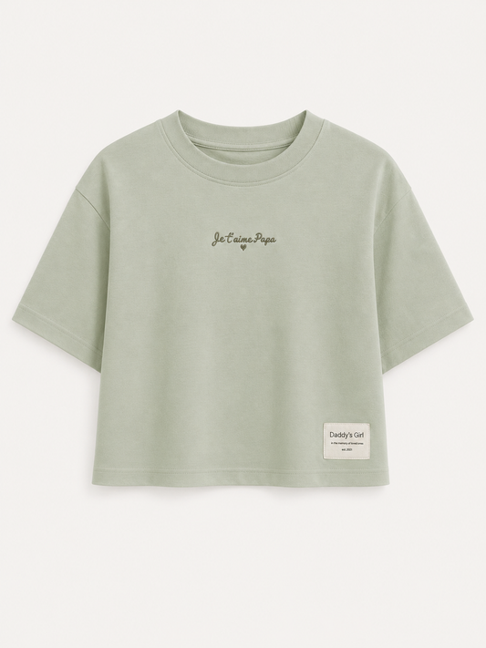 je t'aime Papa T-shirt in Sage Green
