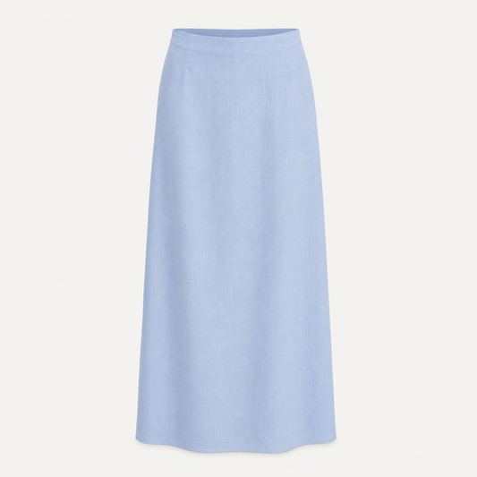 Linen-Blend Maxi Skirt in Baby Blue