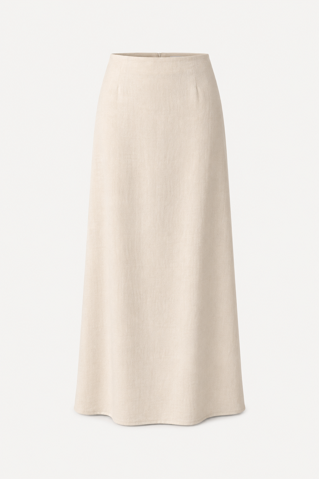 Linen-Blend Maxi Skirt in Beige