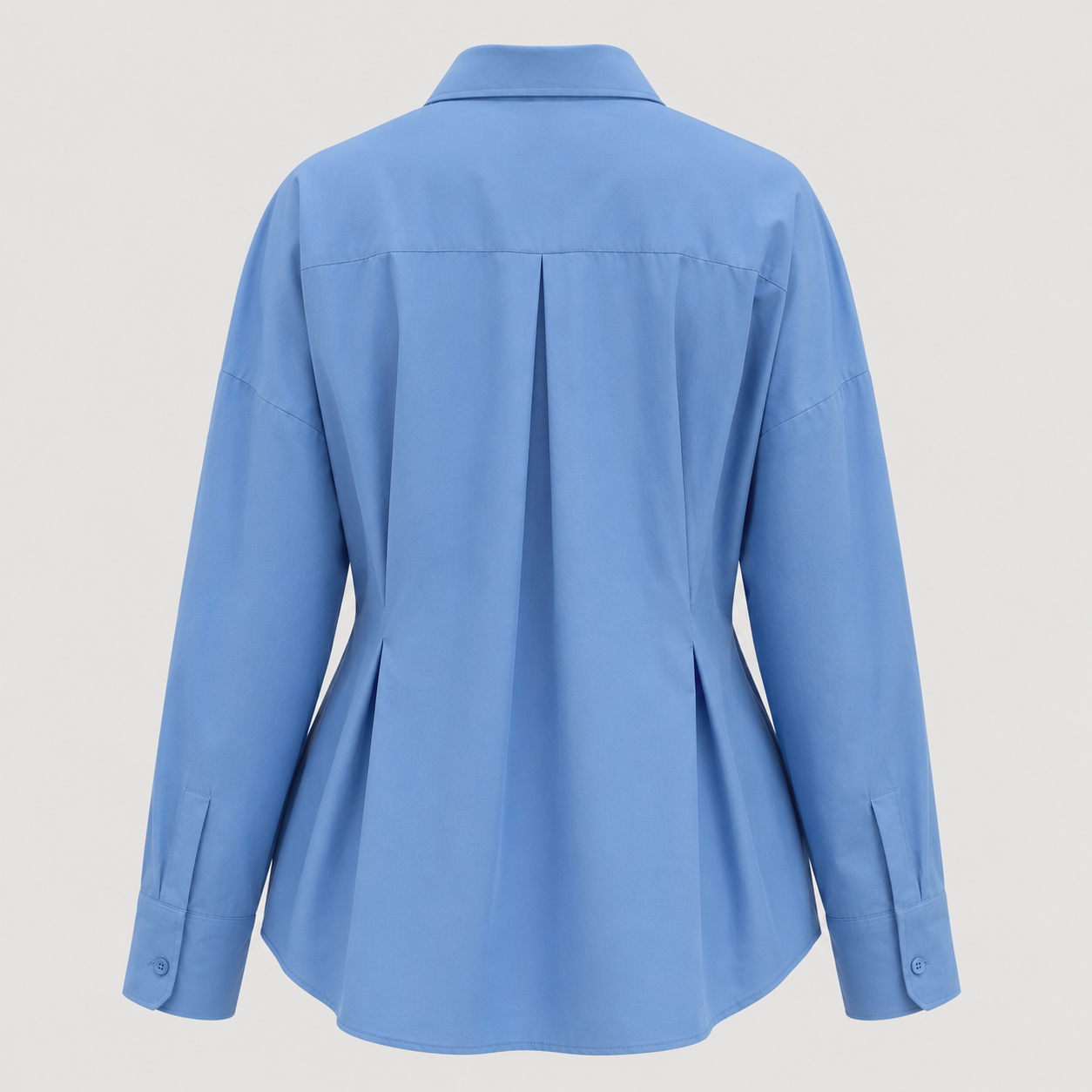 Poplin Shirt with Contrast Buttons in Blue