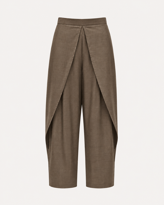Draped Tailored Trousers in Olive