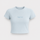 Signature "بنت ابوها" Embroidered Cropped T-Shirt in Blue