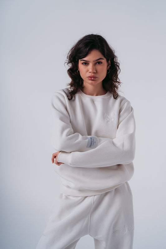 Basic Bent Abouha Crewneck in White