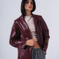 Leather Coat in Burgundy