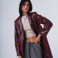 Leather Coat in Burgundy