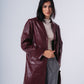 Leather Coat in Burgundy