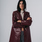 Leather Coat in Burgundy