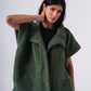 Sleeveless Fur Vest in Dark Green