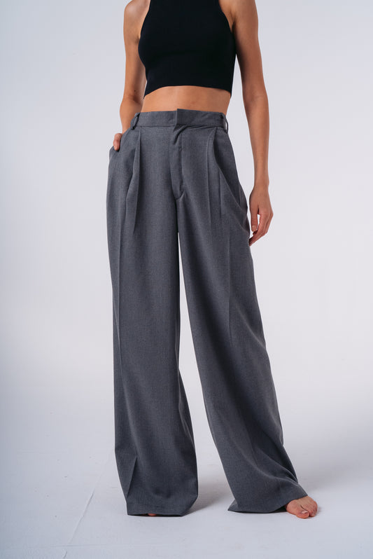 Wide Leg Trousers in Grey