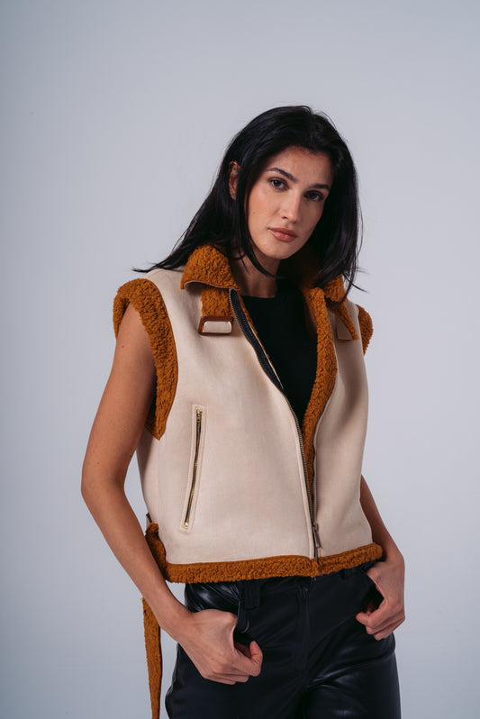 Double-Faced Vest in Beige