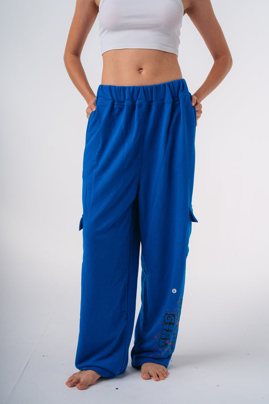 Wide-Leg Sweatpants in Blue