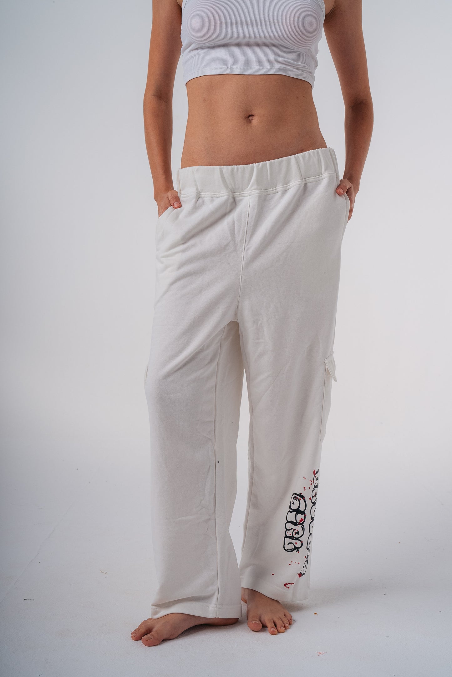 Wide-Leg Sweatpants in White