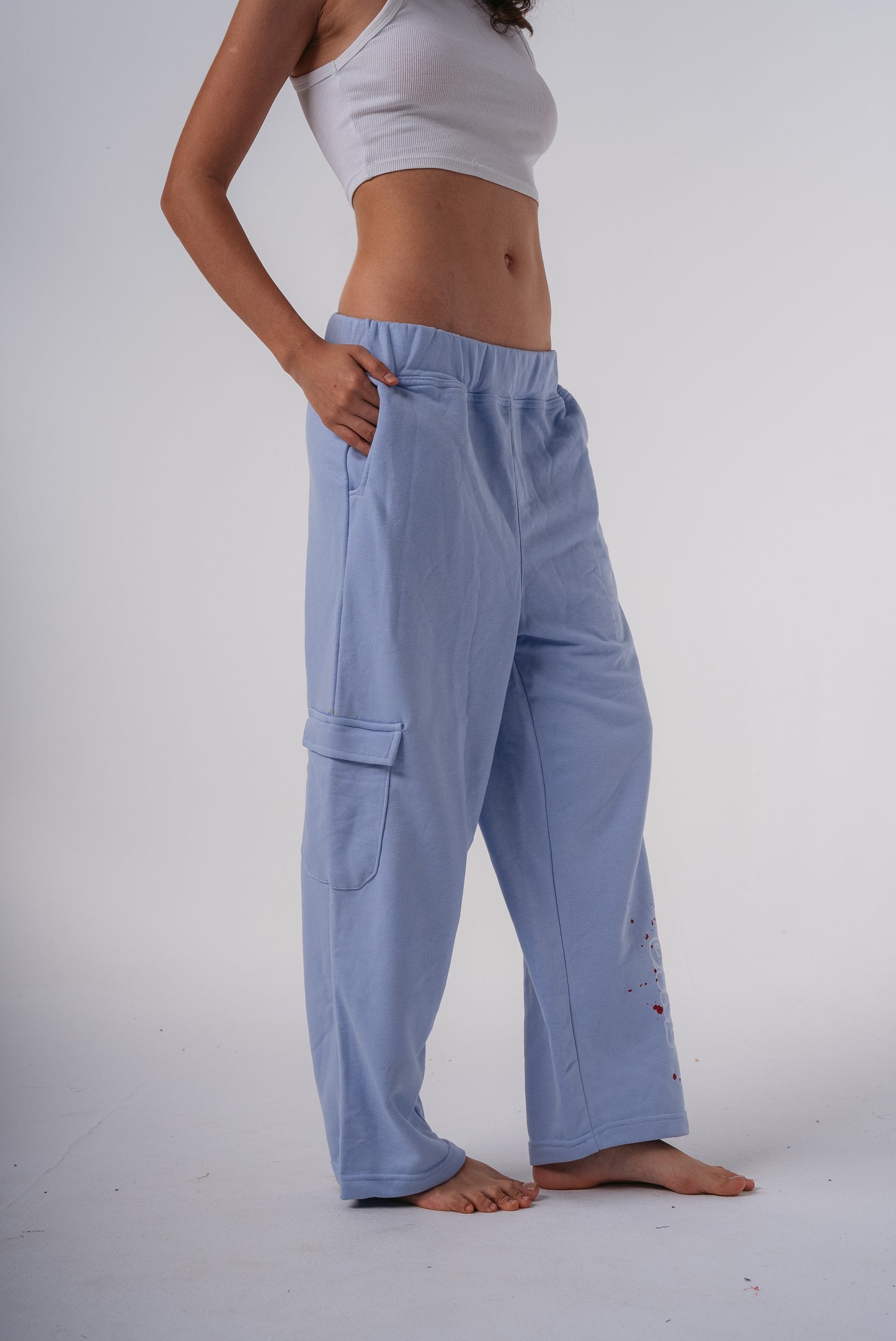 Wide-Leg Sweatpants in Baby Blue