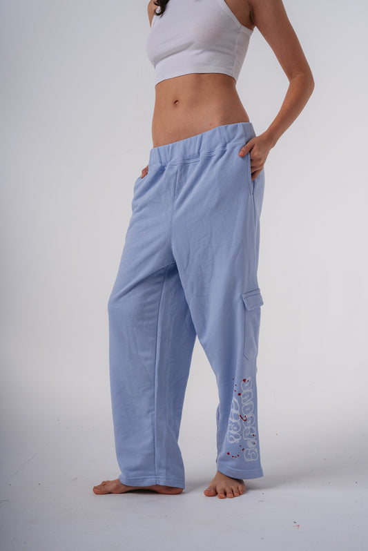 Wide-Leg Sweatpants in Baby Blue