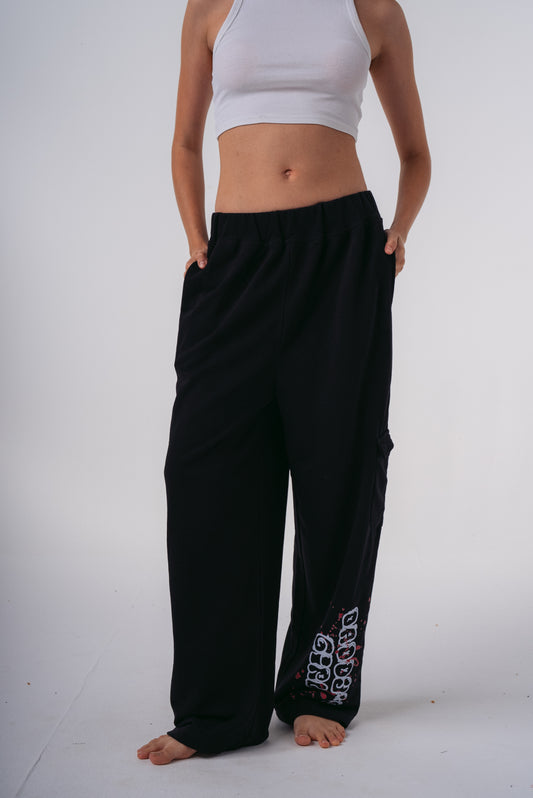 Wide-Leg Sweatpants in Black