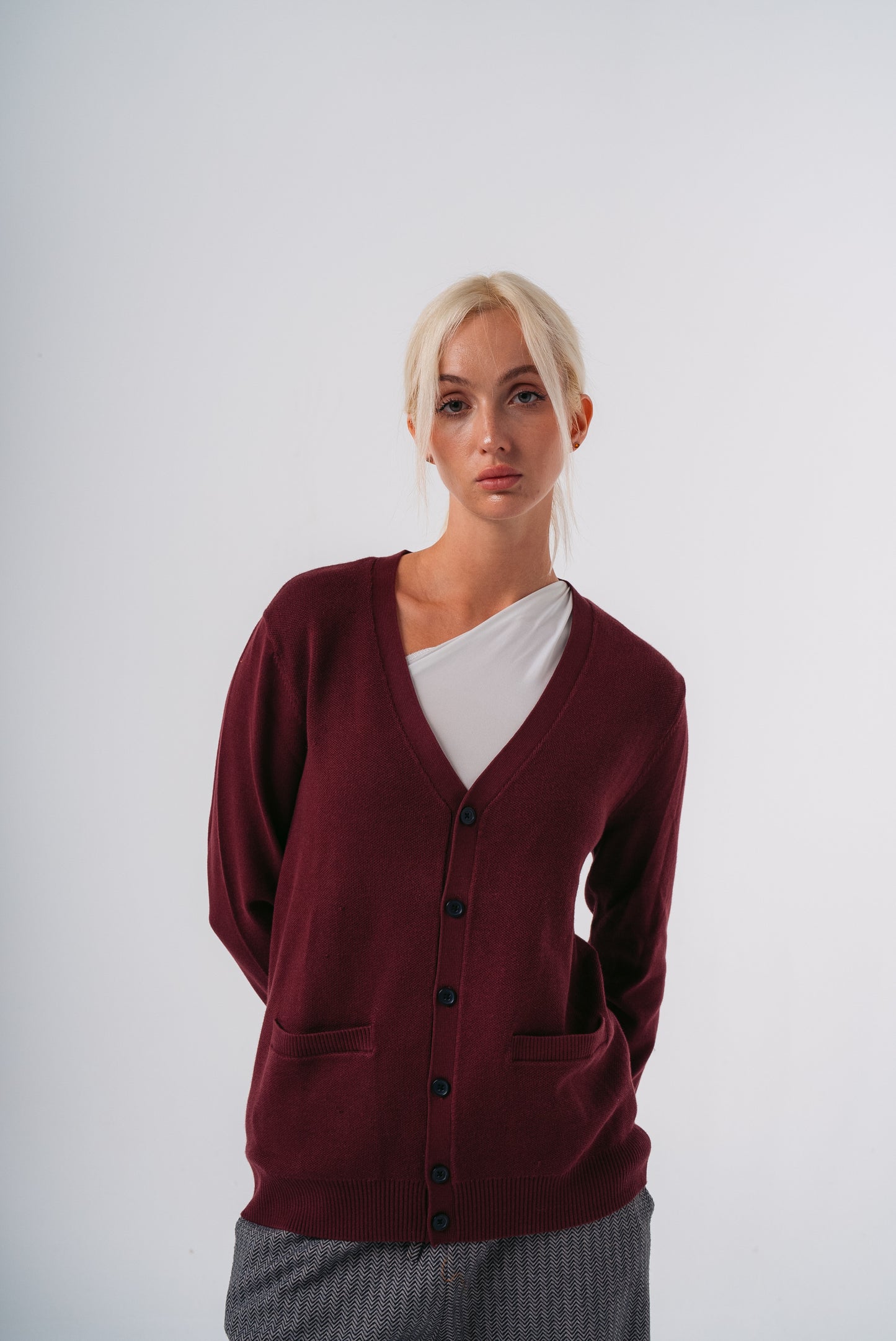 Knit Cardigan in Burgundy