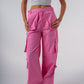 8 Pockets Cargo Pants in Pink