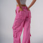 8 Pockets Cargo Pants in Pink