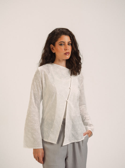 Buttoned Embroidered Blouse
