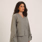 Ruffled Sleeve Buttoned Top in Grey