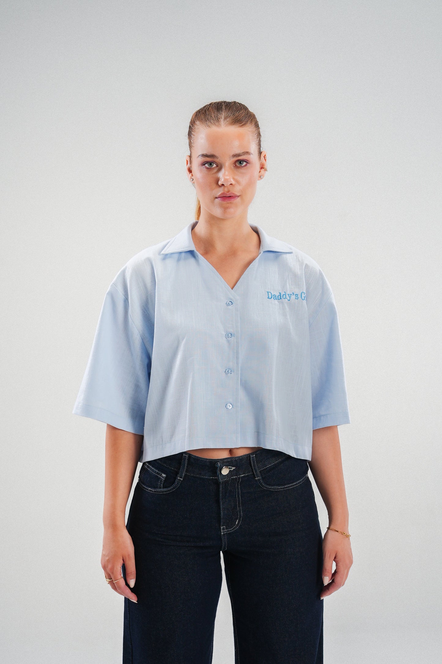 Daddy's Girl Cropped Chemise in Blue