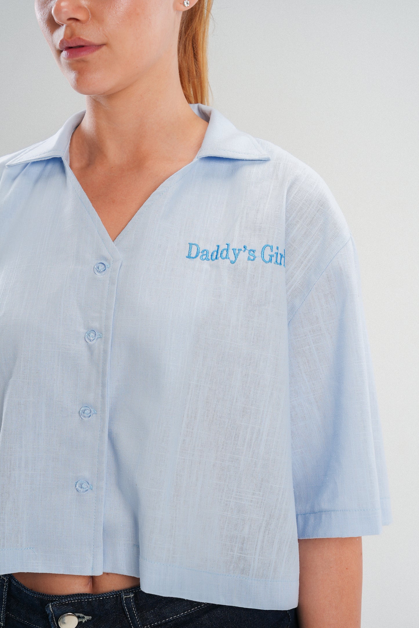Daddy's Girl Cropped Chemise in Blue