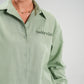 Long Sleeve Linen Chemise in Green