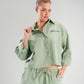 Long Sleeve Linen Chemise in Green