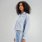 Long Sleeve Linen Chemise in Blue
