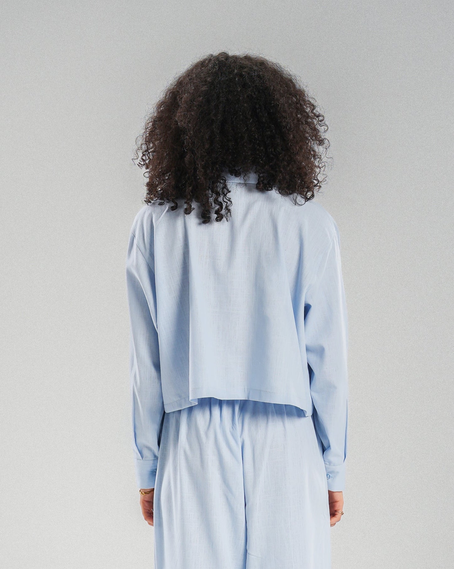 Long Sleeve Linen Chemise in Blue