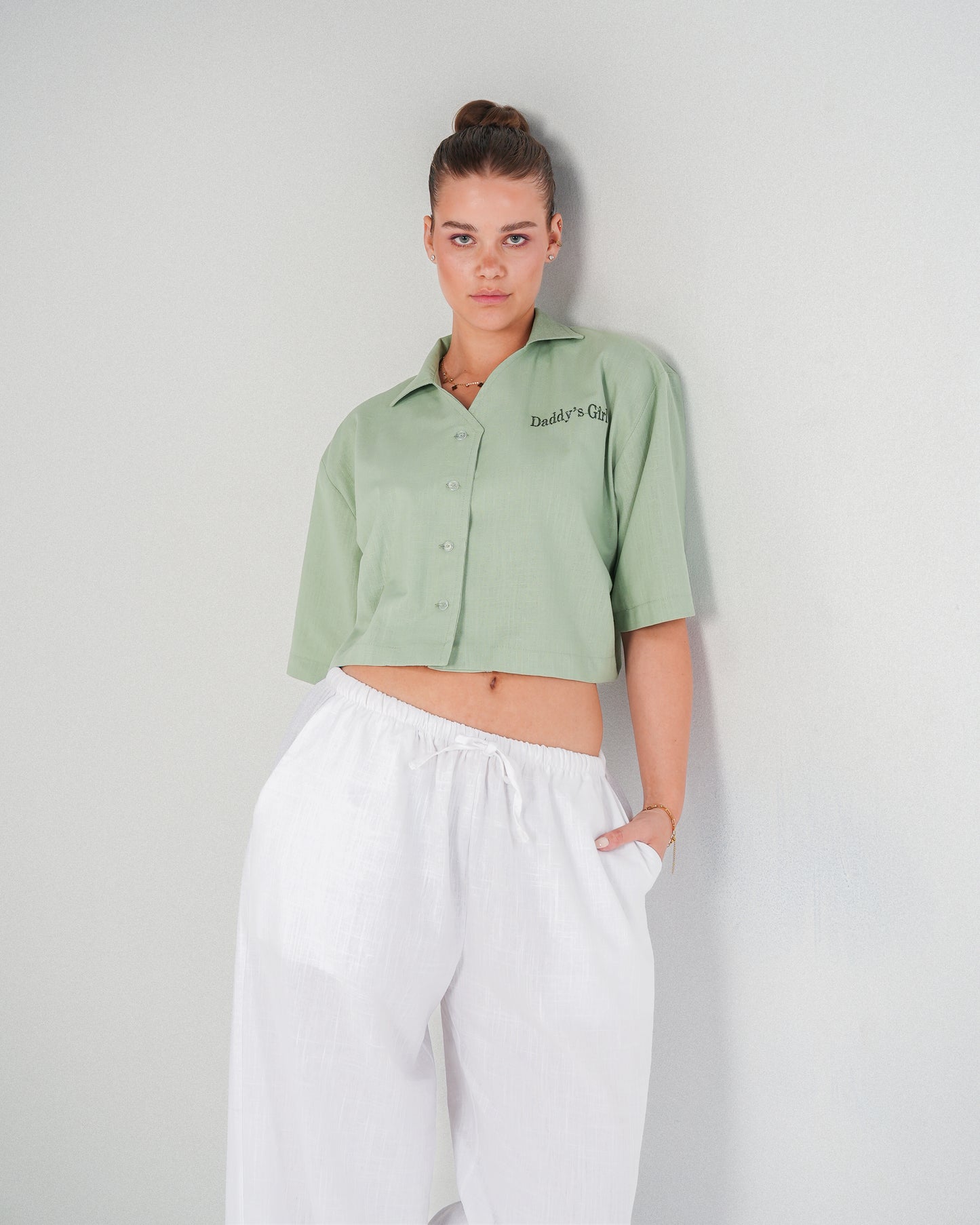 Daddy's Girl Cropped Chemise in Green
