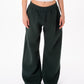 Wide-Leg Sweatpants in Dark Green